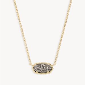 Elisa Gold Pendant Necklace in Platinum Drusy (Grey/ Sparkles) Kendra Sc…